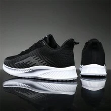 男士運動休閒鞋,大尺碼軟質輕盈跑鞋,防滑舒適減震,全黑工作鞋 - 彩色 - 查看 7