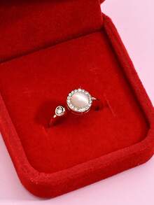 1pc Ring & 1pc Luxury Jewelry Box, Fashionable Design Cat Eye & Micro-Inlaid Opening Ring For Women - Ring - View 2
