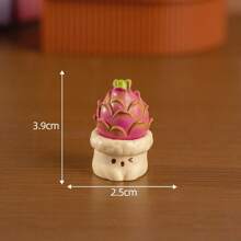 1pc Resin Material Mini Potted Plants Decor With Cute Expression For Office Desktop Display - Red Dragon Fruit - View 3