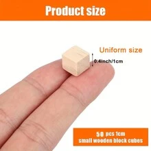 50/30入組0.39英寸未完成的小木塊,適用於手工藝和拼圖製作diy家居裝飾 - 米色 - 查看 7