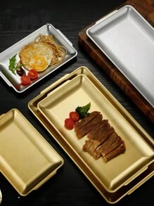1 件长方形金色烧烤托盘、烤盘、寿司盘、扁平托盘，适合客厅展示 - 金色 - 查看 4