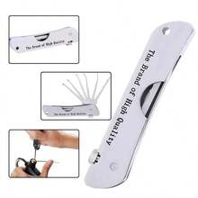 7 In 1 Portable Stainless Steel Repair Tool, Folding Lock Pick Set, Locksmith Tool, Home Practice Lock Pick Tool 1pc - Silver - View 5