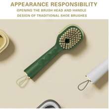 多功能鞋刷搭配肥皂分配器柔軟毛皮洗鞋刷,舒適握把,適用於鞋子洗滌、浴室、廚房、柔軟的洗衣服（綠色） - 綠色 - 查看 5
