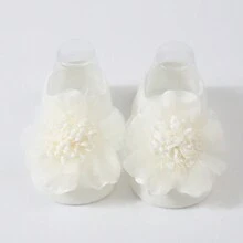 1 件嬰兒花朵裝飾頭帶 + 1 雙嬰兒學步防滑地板襪 - 白色 - 查看 3
