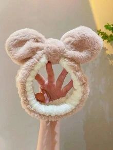 1pc Rabbit Ear Design Multifunctional Hairband For Face Washing, Wearing Mask, Doing Makeup, Protecting Hair And Decoration - Mocha Brown - View 5