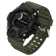1pc Multifunctional Electronic Watch For Men And Women Students; Fashionable Full-Automatic Digital Watch With Night Light Function, Waterproof, Suitable For Sports And Leisure, Self-Worn - Army Green - View 12