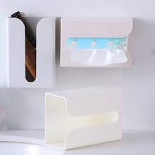1 件新材質壁掛式紙巾盒,創意簡約塑膠多功能衛生紙架,無痕黏性紙巾盒 - 白色 - 查看 4