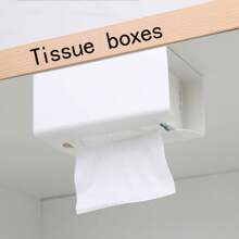 1 件新材質壁掛式紙巾盒,創意簡約塑膠多功能衛生紙架,無痕黏性紙巾盒 - 白色 - 查看 1