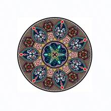 1pc 80*80cm Round Carpet, Vintage Disc Design Floor Mat, Suitable For Living Room, Bedroom, Home Sofa, Coffee Table, Bedside, Cradle - Multicolor - View 4