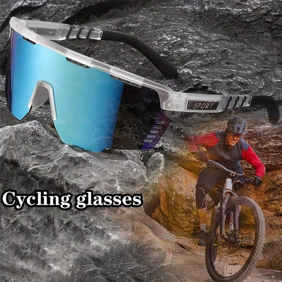 1 件时尚一体式无框骑行眼镜，男女潮流时尚眼镜，山地车户外轻便运动自行车骑行眼镜，适合男女自行车驾驶钓鱼高尔夫滑雪沙滩棒球户外露营