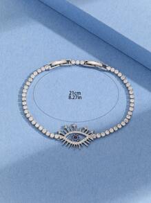 1只歐美風格全水晶藍色邪惡之眼形不鏽鋼手鍊,適合女性在萬聖節戴著 - 彩色 - 查看 6