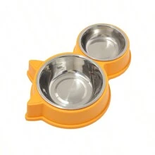 Pet Bowl For Dogs And Cats, Anti-Spill Double Bowl, Automatic Drinking Water Dispenser For Small And Medium-Sized Cats And Dogs - Yellow - View 4