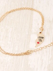 2入組姊妹心形分割吊墜項鍊套裝,時尚簡約金色姊妹珠寶禮物,最好的朋友 - 金色 - 查看 7