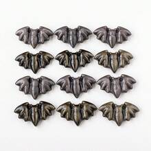 1 件天然水晶療癒能量雕刻水晶金銀黑曜石蝙蝠動物雕像萬聖節裝飾禮物 - 軍綠色 - 查看 5