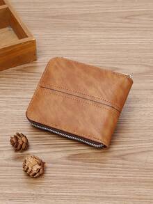 DE LI BI 復古簡約時尚商務風拉鍊錢包 - 棕色 - 查看 6