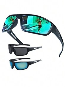 一副眼镜男女通用自行车摩托车户外骑行运动眼镜登山钓鱼护目镜旅游摄影时尚眼镜 - 綠色 - 查看 6