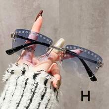 1pc Fashionable Unisex Hip Hop Style Fashion Glasses With Rhinestone Decor, Cut-Edge Frame Party Fashion Glasses For Dancing - Multicolor - View 9