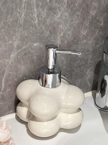 1入組壓式陶瓷浴室分配器,具有雲形雙層乳液瓶,適用於浴室和液體肥皂分配器 - 白色 - 查看 5