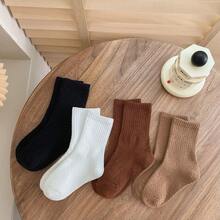 加厚保暖珊瑚絨卡通中筒冬季兒童襪,男女均適用 - 鏽棕色 - 查看 5