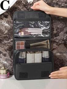 1 件大号挂钩防水折叠旅行洗漱包，女士化妆品剃须刀收纳包，适合暑假、学校、宿舍、游轮、礼物