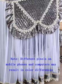 洗衣機套蕾絲面料洗衣機防塵罩,適用於頂/前置式洗衣機烘乾機,60*60*83厘米 - 灰色 - 查看 2