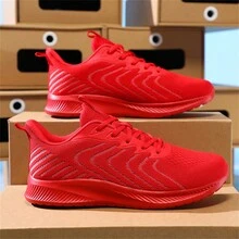 男士紅色運動鞋,大尺寸,柔軟輕盈的跑步鞋,防滑,舒適抗衝擊的工作鞋 - 彩色 - 查看 6