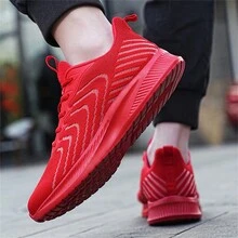 男士紅色運動鞋,大尺寸,柔軟輕盈的跑步鞋,防滑,舒適抗衝擊的工作鞋 - 彩色 - 查看 4