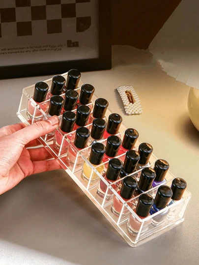 1 件多層透明壓克力化妝品收納盒,帶有口紅和指甲油收納盒,適用於梳妝台和桌面存儲（家用）