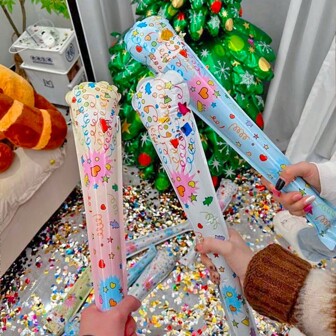 1/5pcs Celebration Firework Stick, Hand-Held Surprise Confetti Cannon, Use Inflatable Fireworks Launcher To Enhance Your Festival Party Atmosphere, Suitable For Valentine'S Day, Christmas, New Year, Birthday, Wedding, Party And Other Occasions,Christmas