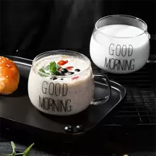 1 Pièce, 350 Ml Mug En Verre, Tasse D'eau Transparente, Tasses À Café, Verre À Avoine Pour Le Petit Déjeuner Pour Le Jus, Le Lait, Le Thé Et Plus Encore, Verrerie D'été Comme D'hiver