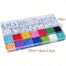 手工製作彩珠手鍊套件,包括4000個3mm玻璃種子珠,28格字母珠,4mm亞克力珠,工具套組,用於手鍊和珠寶項鍊製作,適用於女孩彩色珠寶製作 - 28格米珠 - 查看 7