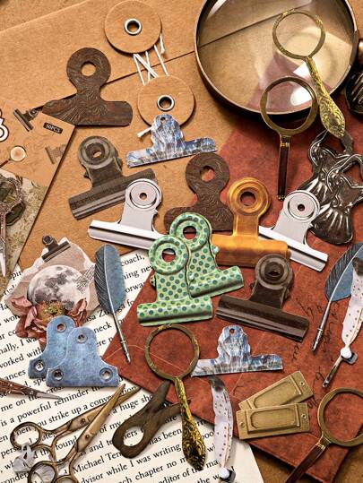 MOCARD 50pcs/Pack Vintage Scrapbooking Material Stickers, Diy Decoration Collage Handmade Material For Festival Gift, Personalized Creativity Art Drawing Back To School