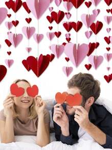 3入組心形拉旗/拉花,適用於婚禮/求婚/派對裝飾 - 彩色 - 查看 3