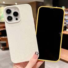 1pc Wheat Straw TPU Phone Case, Compatible With Apple IPhone 15 Pro Max 14 Plus 13 Mini 12 11, Four-Corner Anti-Drop Protective Design Phone Cover - White - View 4