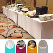 1pc(White)6-Foot Elastic Polyester Fiber Table Cover, Suitable For Standard Folding Tables - Suitable For Universal Table Covers Such As Weddings, Banquets, And Parties/Conferences - 1 Pack - View 8