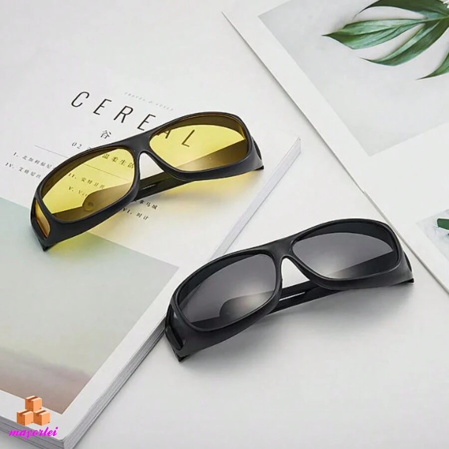 Gafas de conducción nocturna para coche, lentes de sol con visión nocturna para Conductor, protección UV , Lentes de sol polarizados que se ajustan sobre lentes graduados, 100% protección UV para hombres y mujeres - Negro - Ver 1