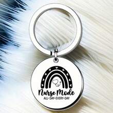 1pc Unisex Nurse Round Stainless Steel Keychain Gifts For Nurses Practitioner Medical Assistants Appreciation Keyring Nursing Student Birthday Graduation Nurse's Day Gift - Bronze - View 3