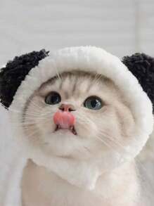 1只可愛的粉/棕色貓咪帽子,有趣的熊/寵物狗頭套裝飾配件,寵物生日派對頭戴用,暖和的泰迪熊風格可調節貓咪帽子,柔軟的寵物頭帶 - 彩色 - 查看 3