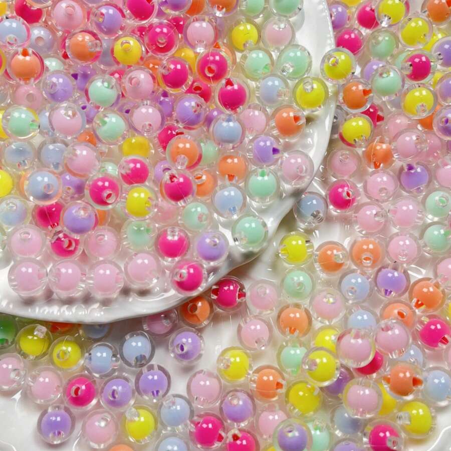 1包100顆彩色圓珠,適用於手鍊,項鏈,手機吊飾diy - 彩色 - 查看 1