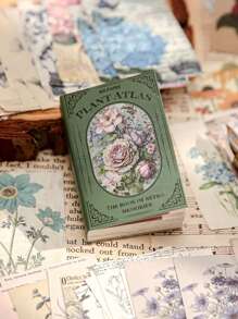 100 piezas Álbum de recuerdos mini con material de 50 hojas rasgables de doble material en estilo retro, sin diseños repetidos, material de papelería, artículos escolares, de vuelta a la escuela