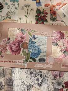 100 piezas Álbum de recuerdos mini con material de 50 hojas rasgables de doble material en estilo retro, sin diseños repetidos, material de papelería, artículos escolares, de vuelta a la escuela