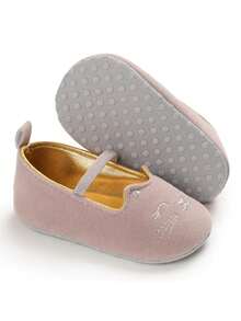 Infant Girls' 0-1 Year Old Soft Sole Cartoon Printed Grey Walking Shoes With Cloth Bottom - Grey - View 6