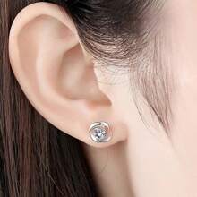 1入籠盤韓風鉑金耳釘,簡約甜美心形,為女性設計 - 白色 - 查看 7