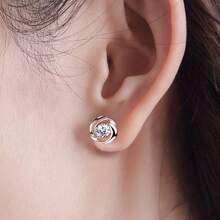 1入籠盤韓風鉑金耳釘,簡約甜美心形,為女性設計 - 白色 - 查看 6