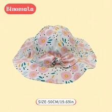 Binomata 可愛的花卉蝴蝶結嬰兒防曬帽-春夏新款花卉設計 - 粉色 - 查看 10