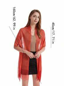 1PC GIRL Shawl Europe And Sell Commodity Rayon Tapered Mesh Hole Shawl Shawl Polyester Flat Scarf Spring And Summer Festival Send Bestie Daily Life Out - Red - View 5