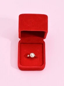 1pc Ring & 1pc Luxury Jewelry Box, Fashionable Design Cat Eye & Micro-Inlaid Opening Ring For Women - Ring - View 6