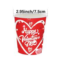 141 件情人節快樂主題派對用品包括：24 個 7 英寸紙盤、24 個 9 英寸紙盤、24 個 13 英寸餐巾紙、24 個 9 盎司紙杯、25 個紅色吸管、20 個紅色氣球和餐具套裝 - 紅色 - 查看 10