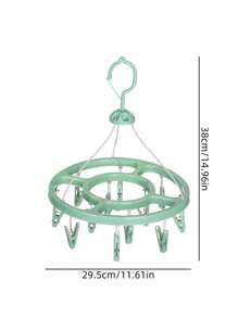 Clothes Drying Rack With 12 Plastic Clips For Socks, Underwear, Baby Clothes, Towels, Bras, Foldable Hanger, Ideal For Drying Or Air-Drying Laundry At Home Or Travel - Green - View 2