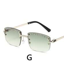 1pc Fashionable Unisex Hip Hop Style Fashion Glasses With Rhinestone Decor, Cut-Edge Frame Party Fashion Glasses For Dancing - Multicolor - View 8